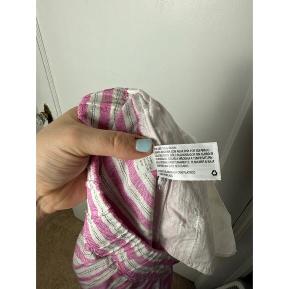 Universal Thread Shorts Women's XS Pink Striped Boxer Pull On Casual Linen Baggy - Picture 8 of 8